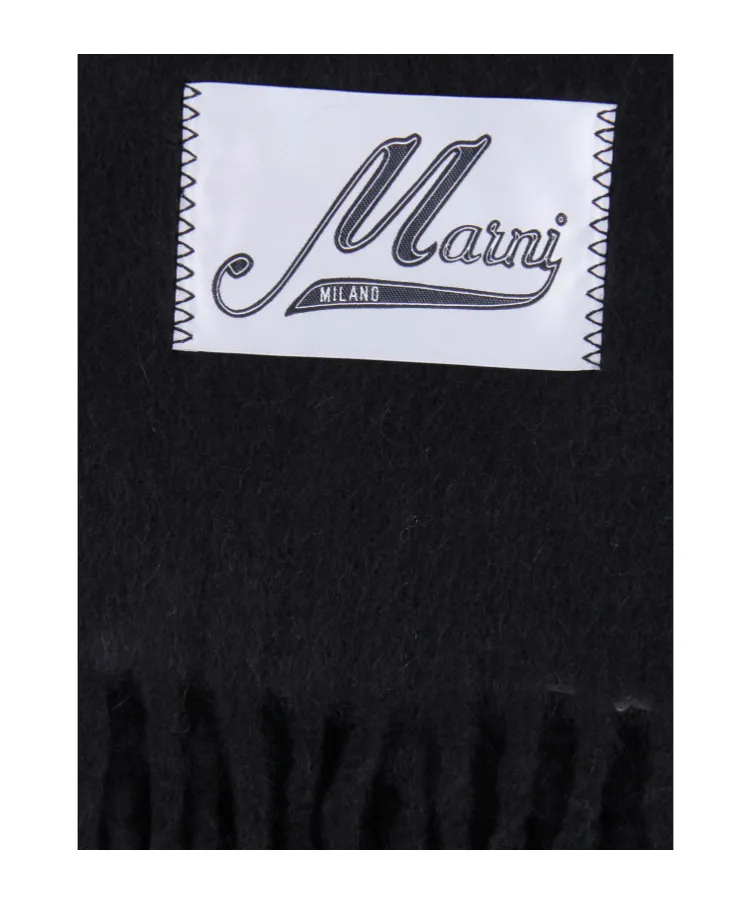 Logo Patch Fringed Scarf