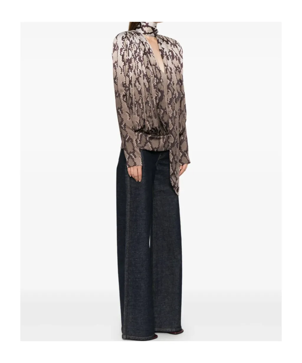 Tie Snake Print Top, 4