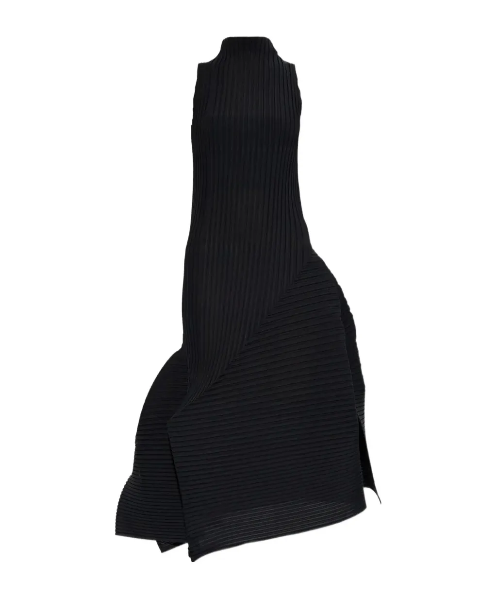 Pleated Sleeveless Asymmetric Dress