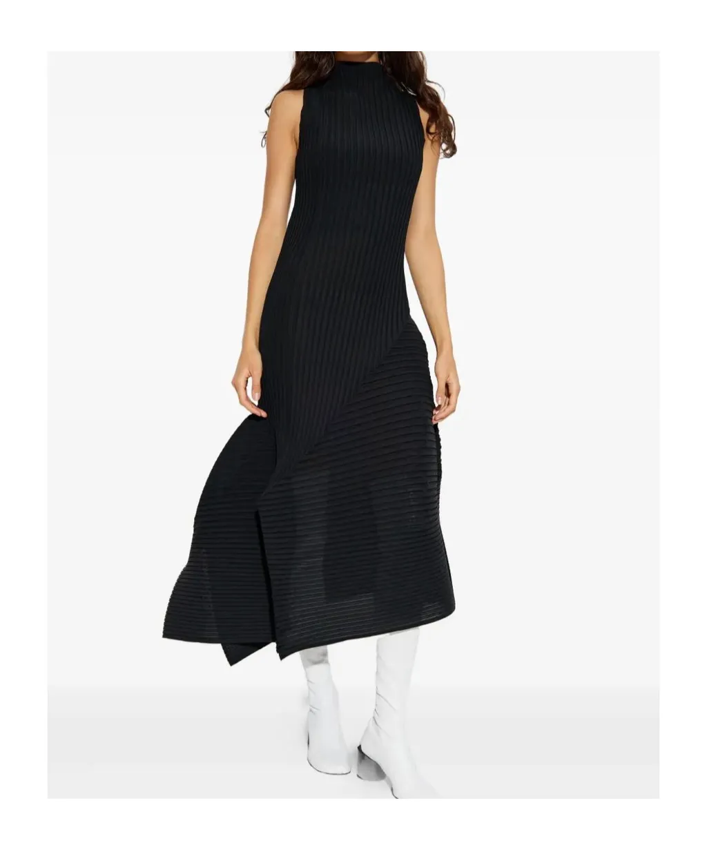 Pleated Sleeveless Asymmetric Dress