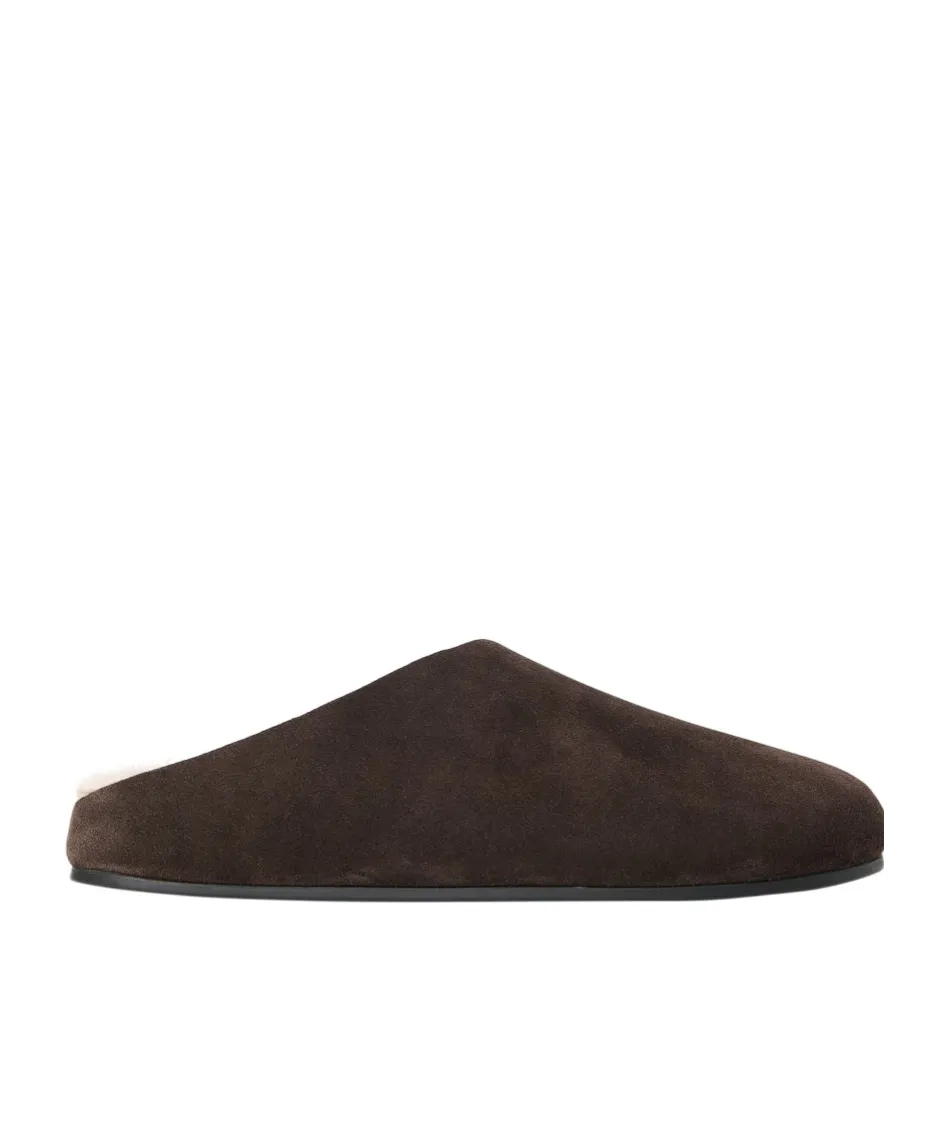 Hudson Slide In Suede And Shearling