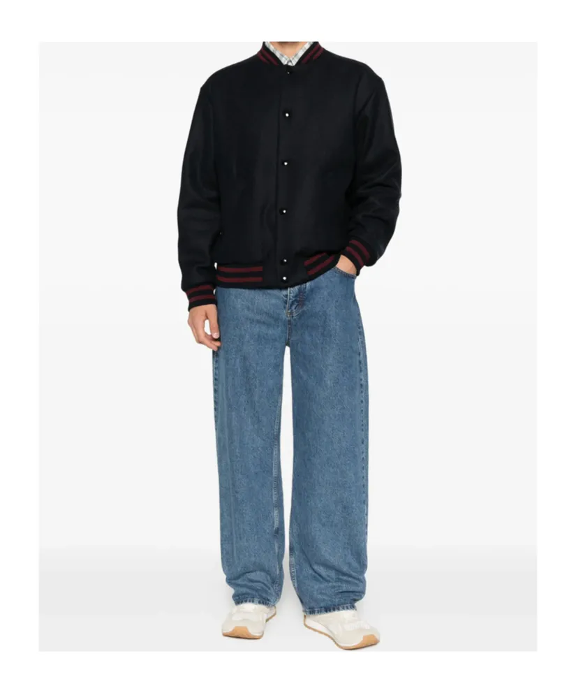 Striped Trim Logo Detailed Jacket