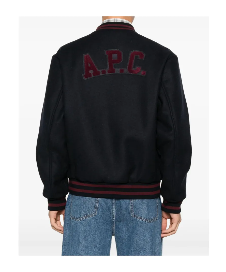 Striped Trim Logo Detailed Jacket