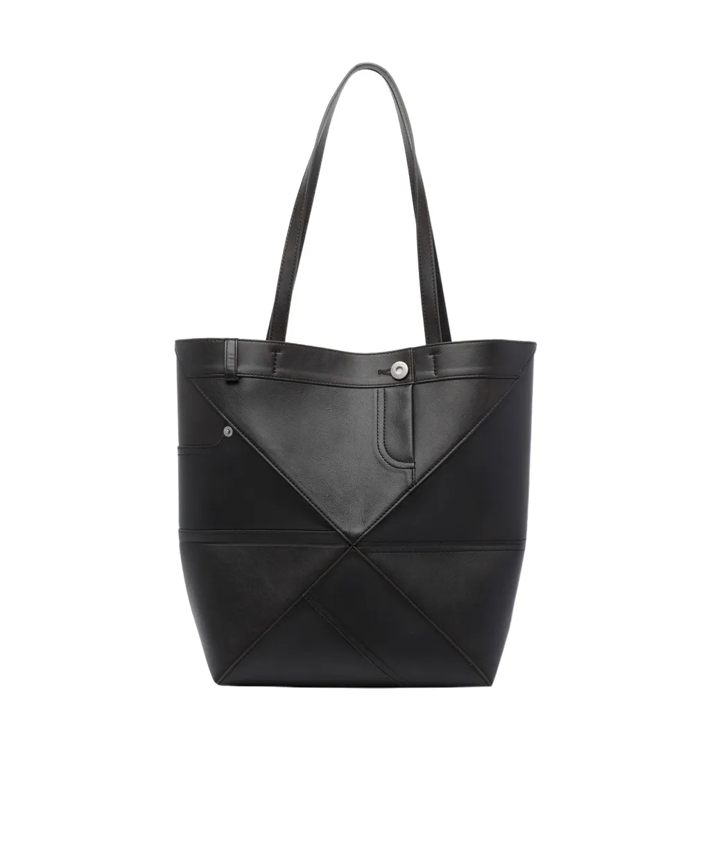 Panta Medium Puzzle Fold Tote In Shiny Calfskin
