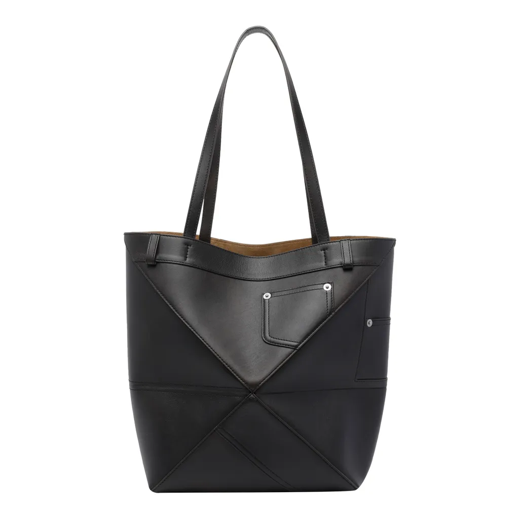Panta Medium Puzzle Fold Tote In Shiny Calfskin