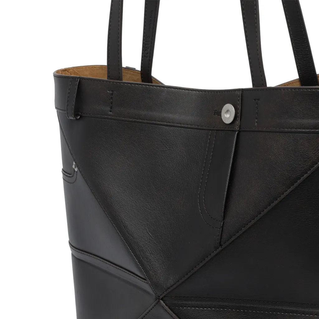 Panta Medium Puzzle Fold Tote In Shiny Calfskin