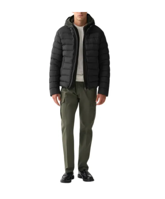 Long-Sleeved Hooded Down Jacket