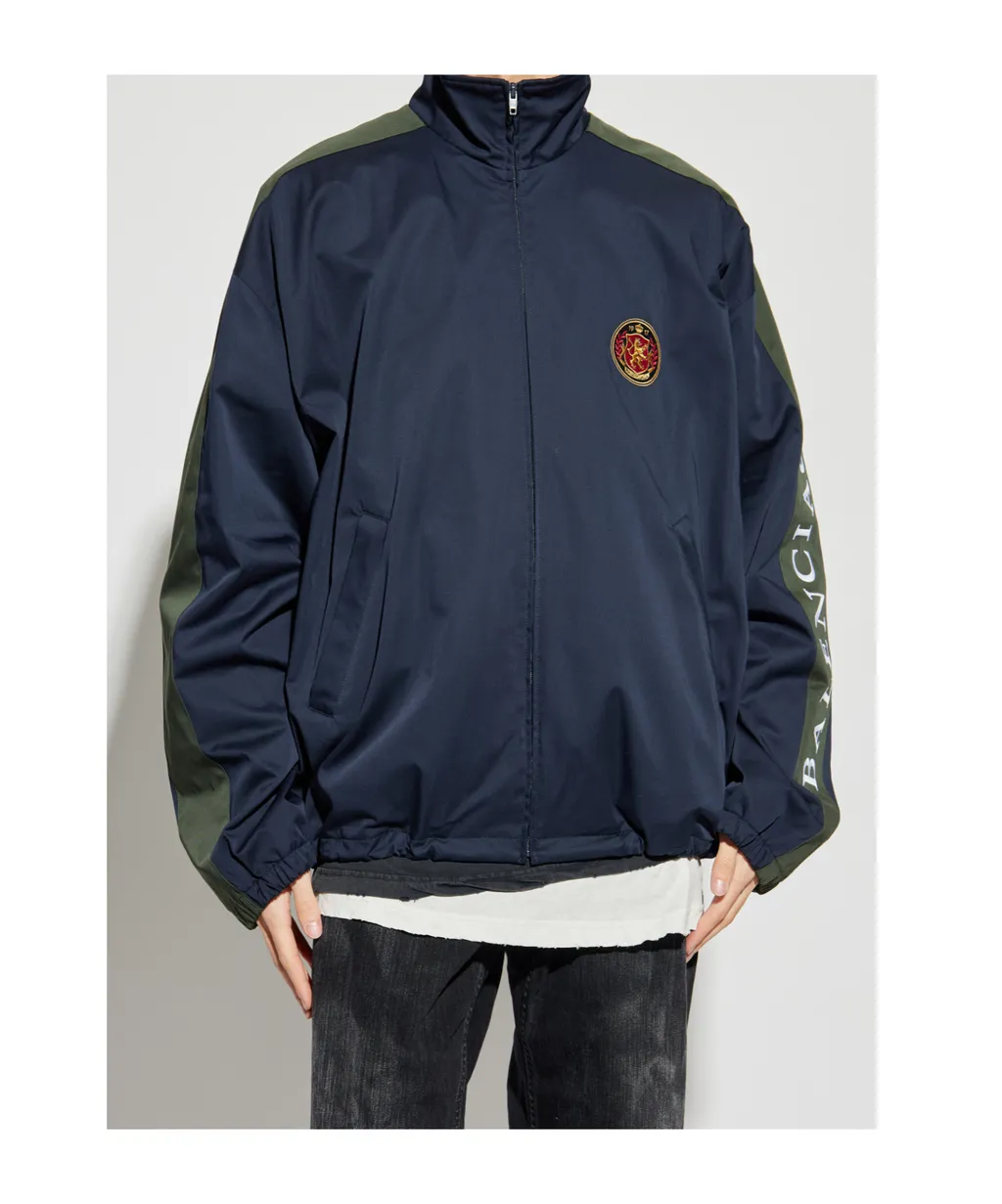 Stand Up Collar Logo Embroidered Jacket