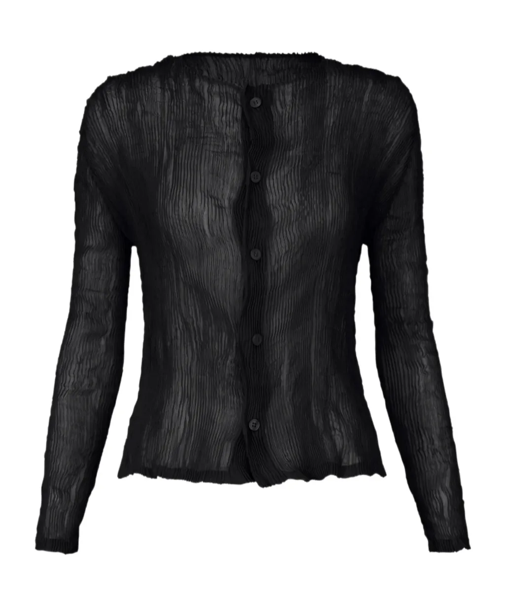 Chiffon Twist Crewneck Cardigan