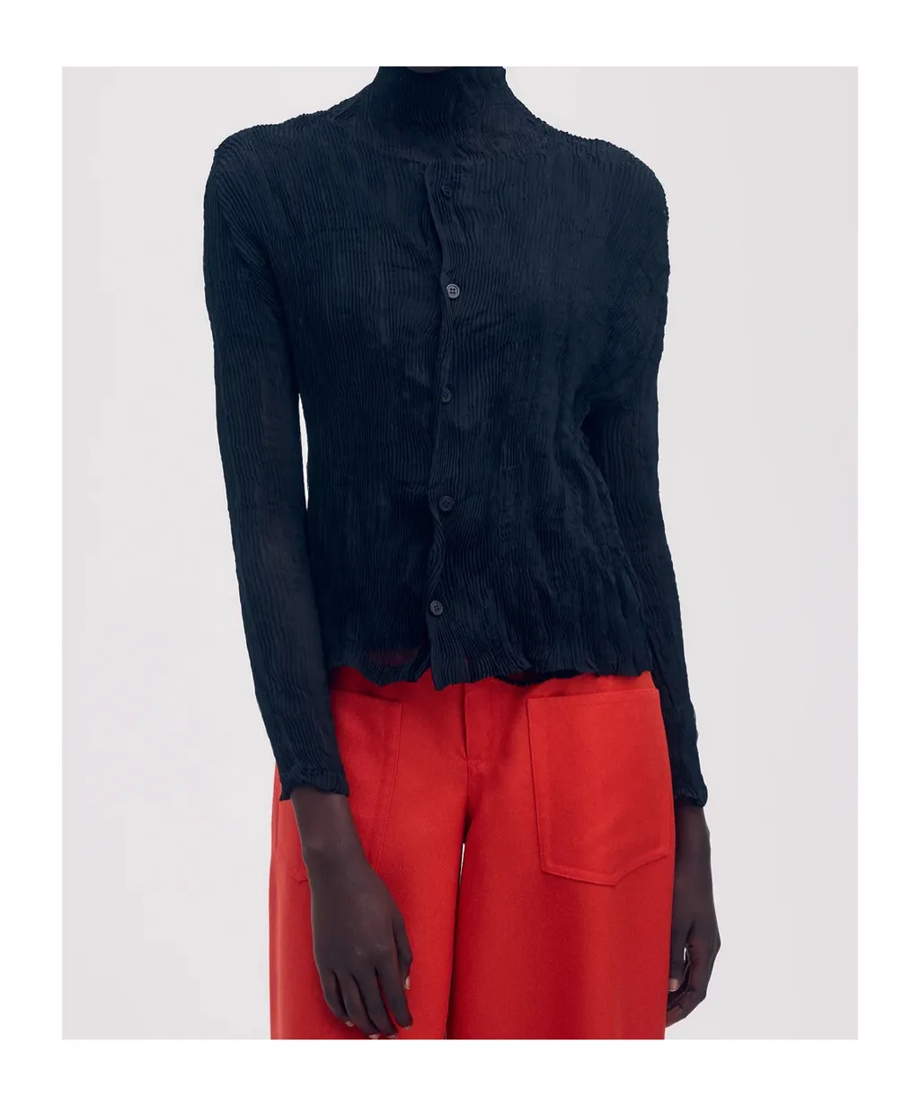 Chiffon Twist Crewneck Cardigan