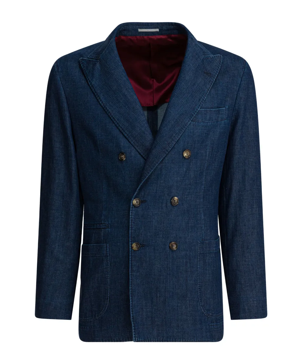 Old Denim Deconstructed One-And-A-Half Breasted Blazer