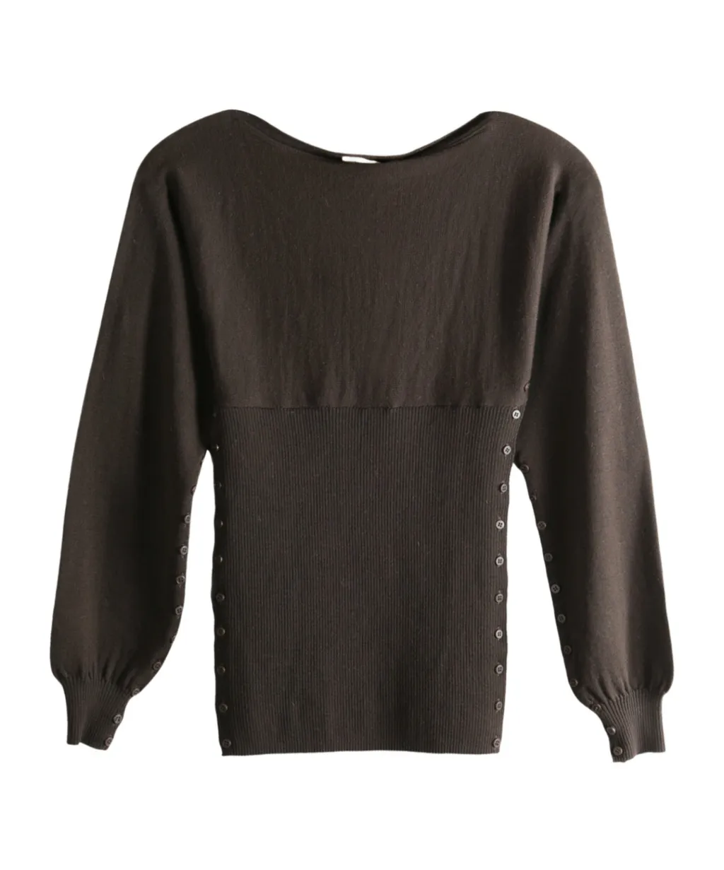 Ribbed Buttoned Sweater