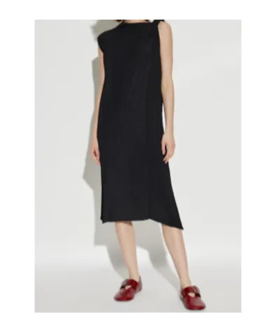 Pleated Sleeveless Asymmetrical Dress