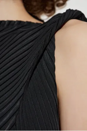 Pleated Sleeveless Asymmetrical Dress