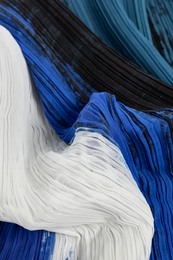 Pleated Abstract-Print Top