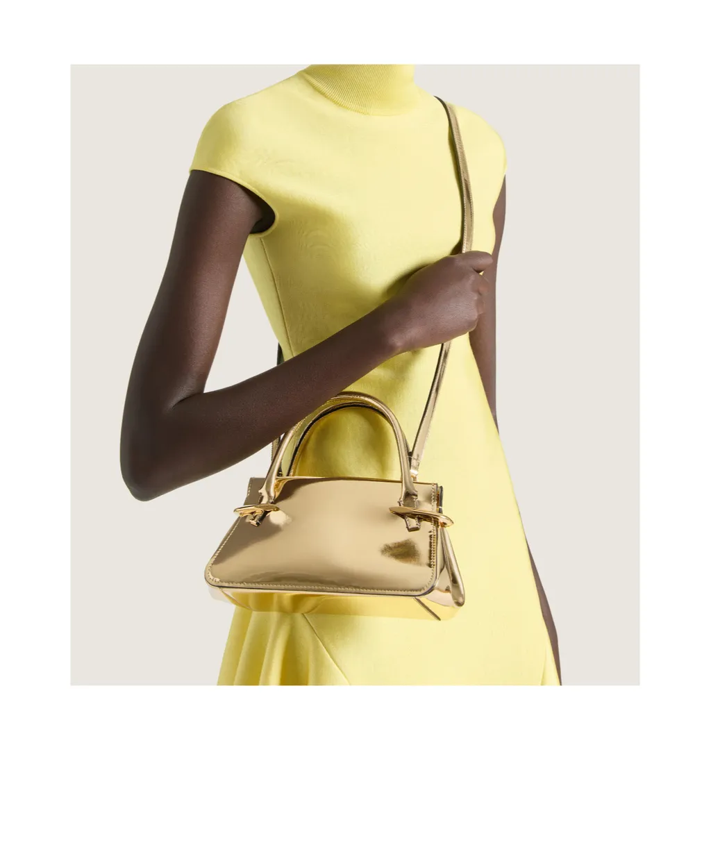 Mini Pinch Bag In Mirror Effect Leather