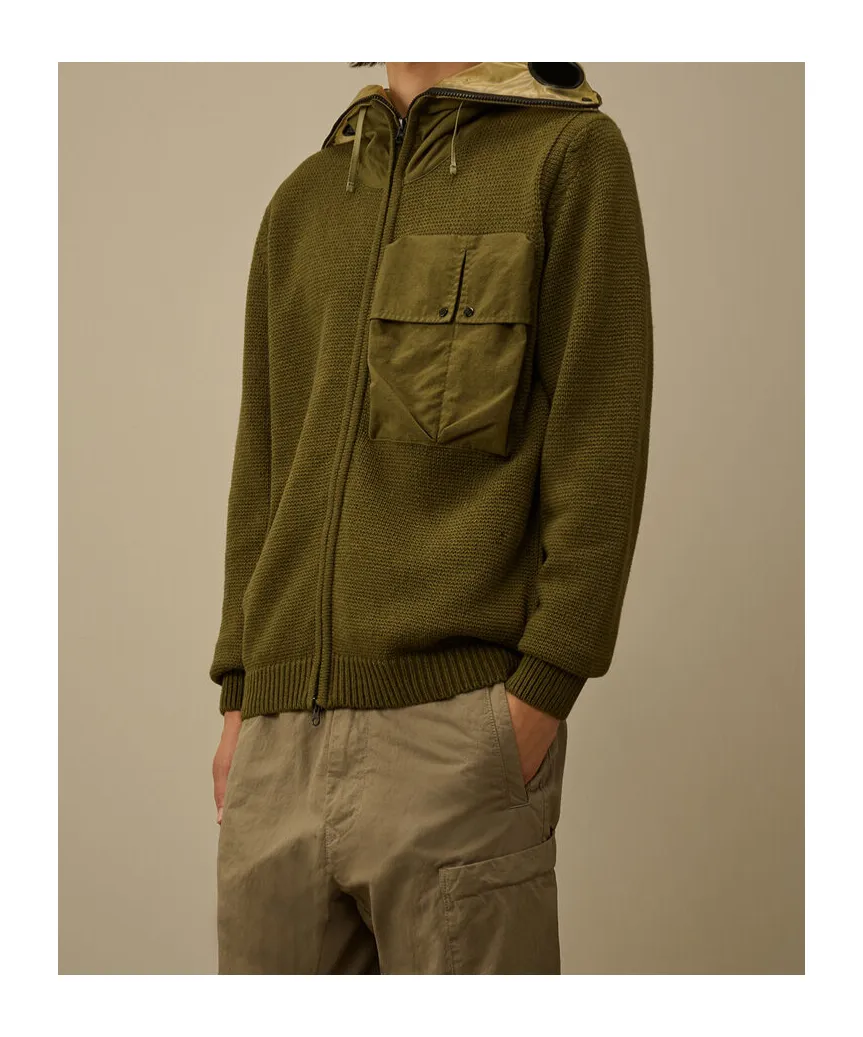 Zip-Up Patch-Pocket Hoodie