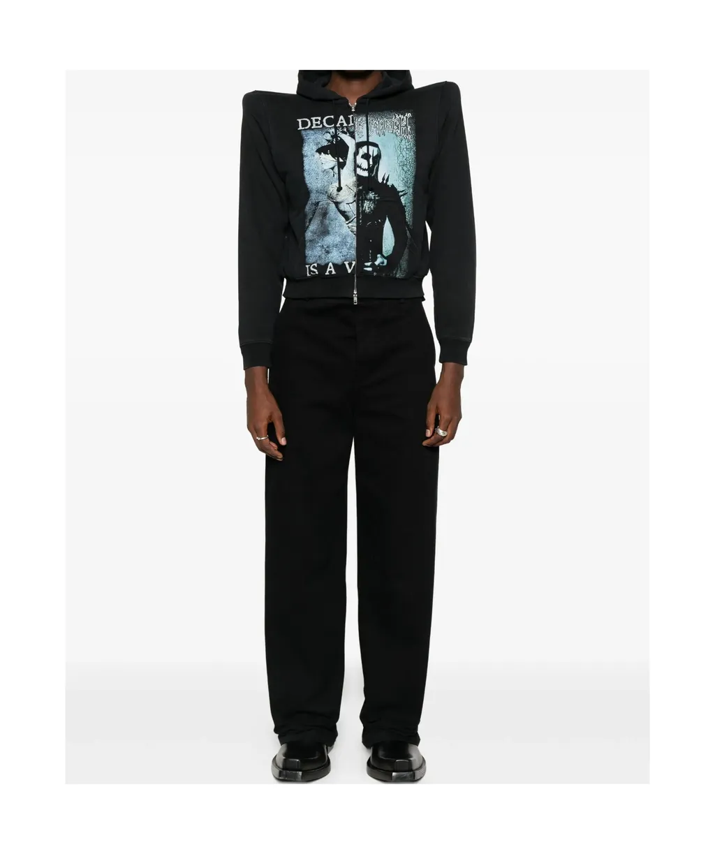 Graphic-Print Zipped Hoodie