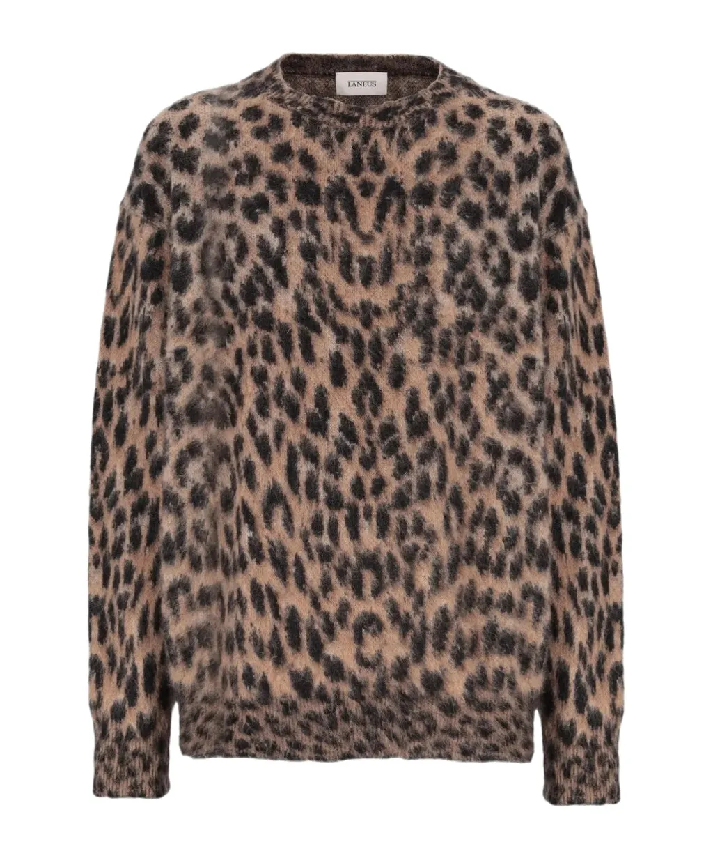 Leopard Print Crew Neck Sweater