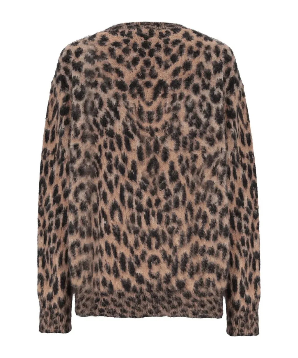 Leopard Print Crew Neck Sweater