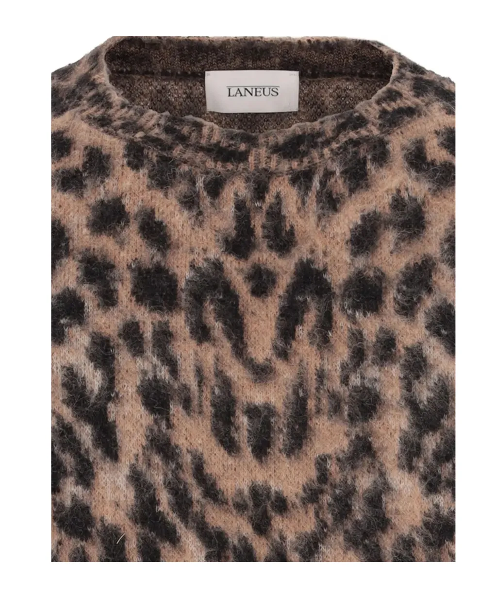 Leopard Print Crew Neck Sweater