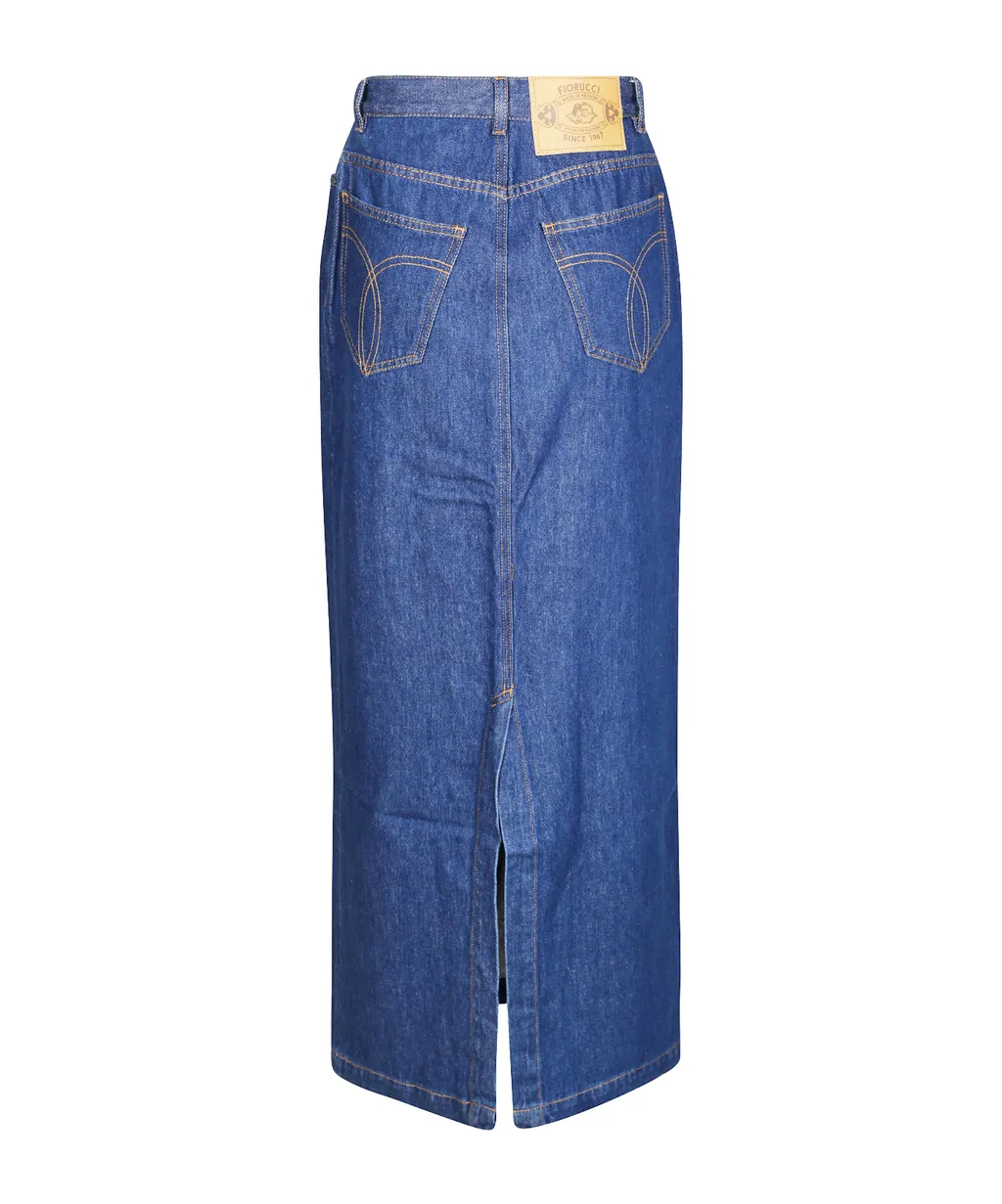 Button-Front Denim Skirt