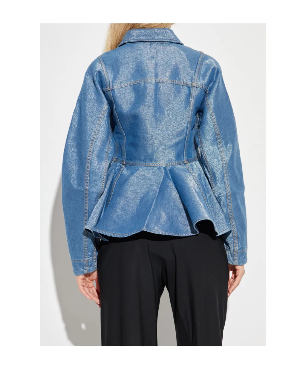 Buttoned Peplum Denim Jacket