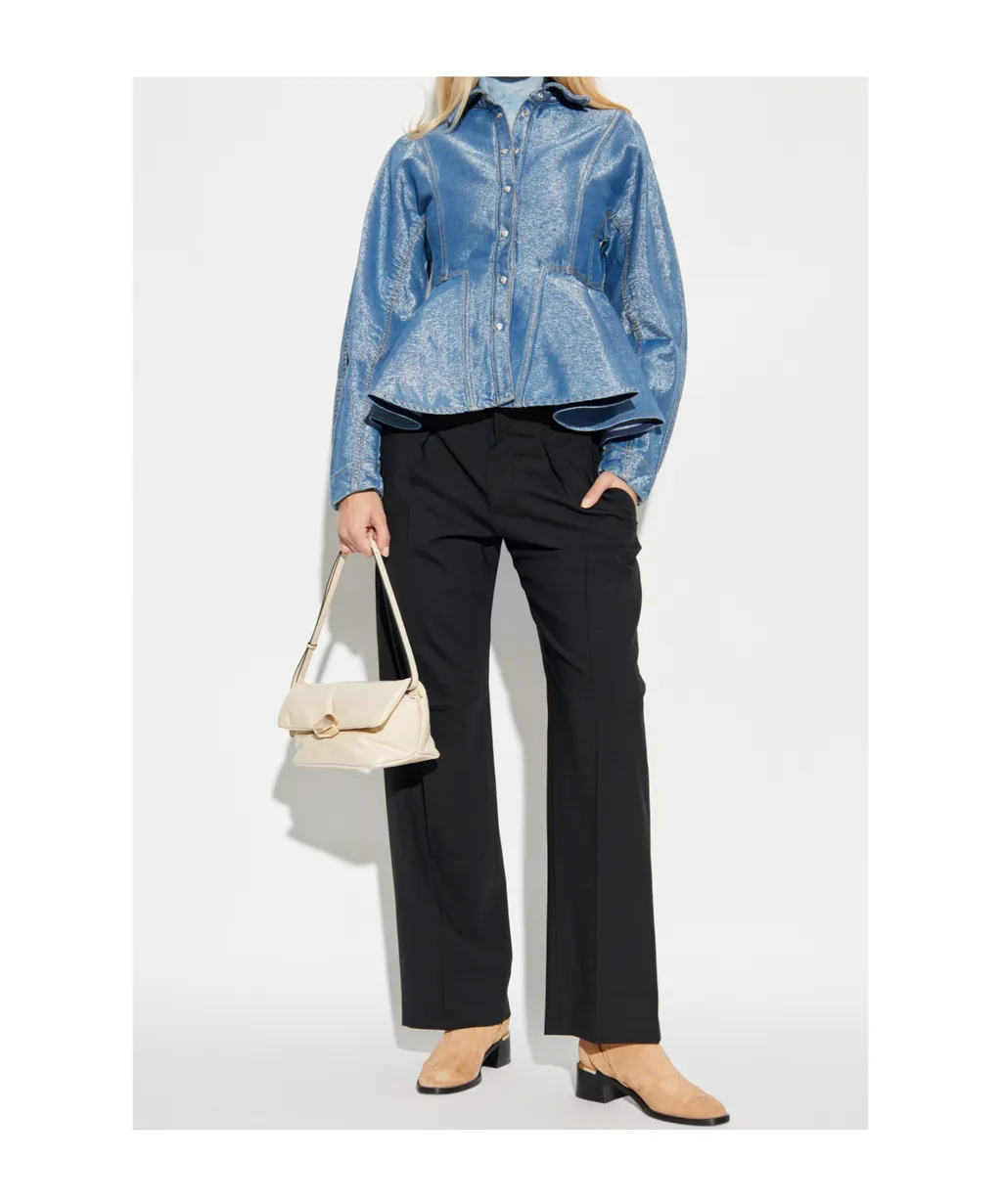 Buttoned Peplum Denim Jacket