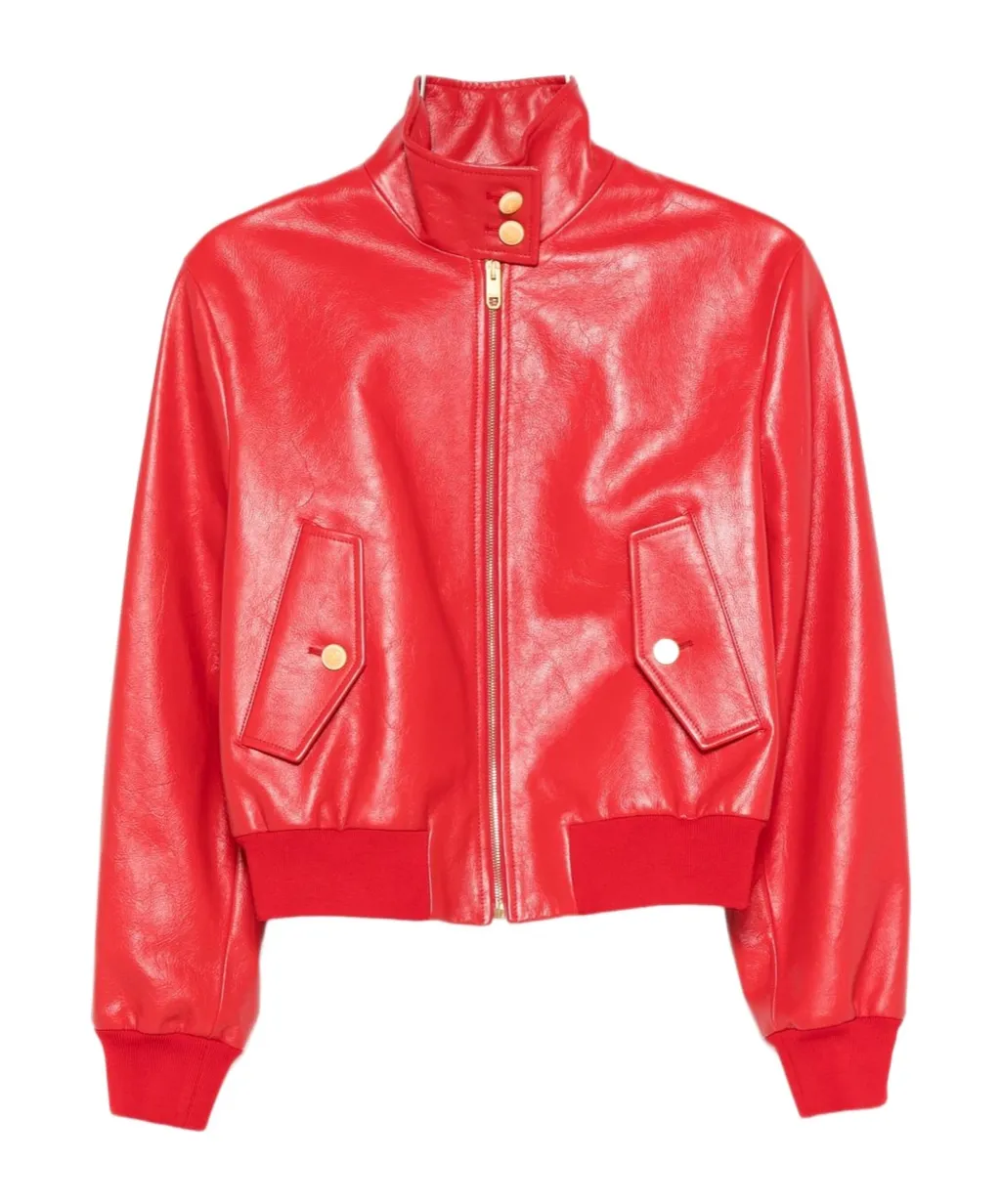 Long-Sleeved Leather Jacket