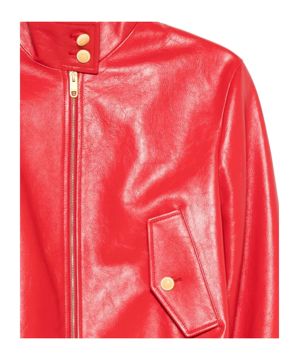 Long-Sleeved Leather Jacket