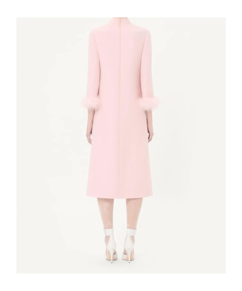 Crepe Couture Dress With Feathers