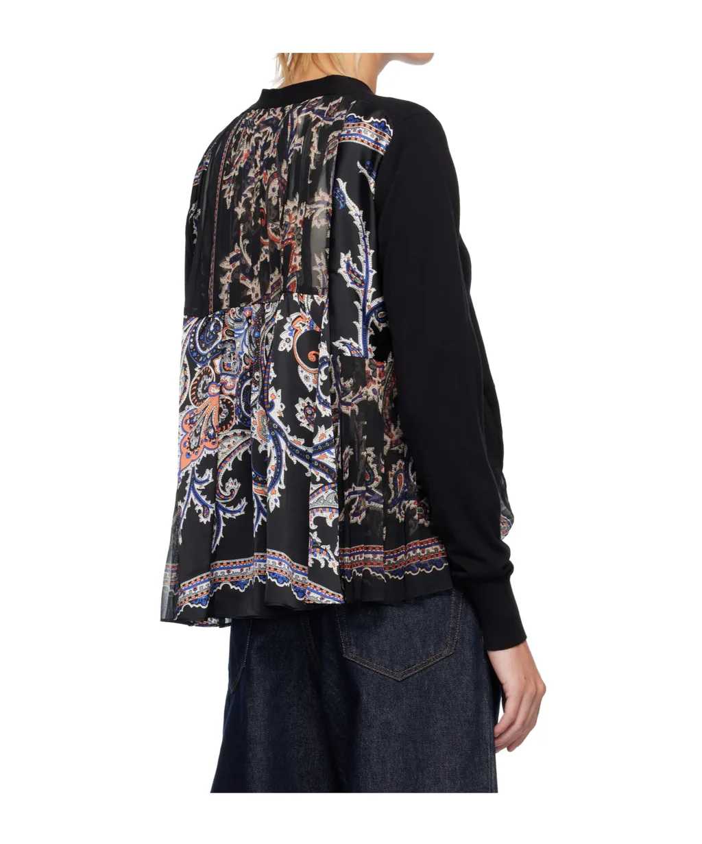 Printed Cotton Knit Cardigan