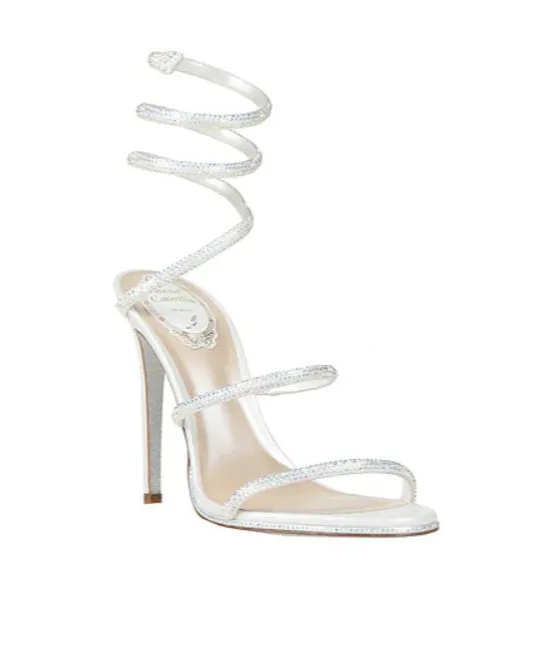 Crystal-Embellished Spiral Sandals