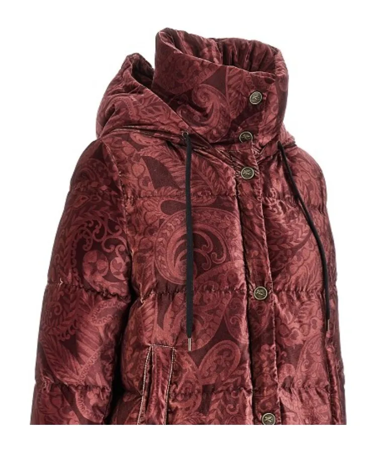 Paisley-Print Velvet Down Jacket