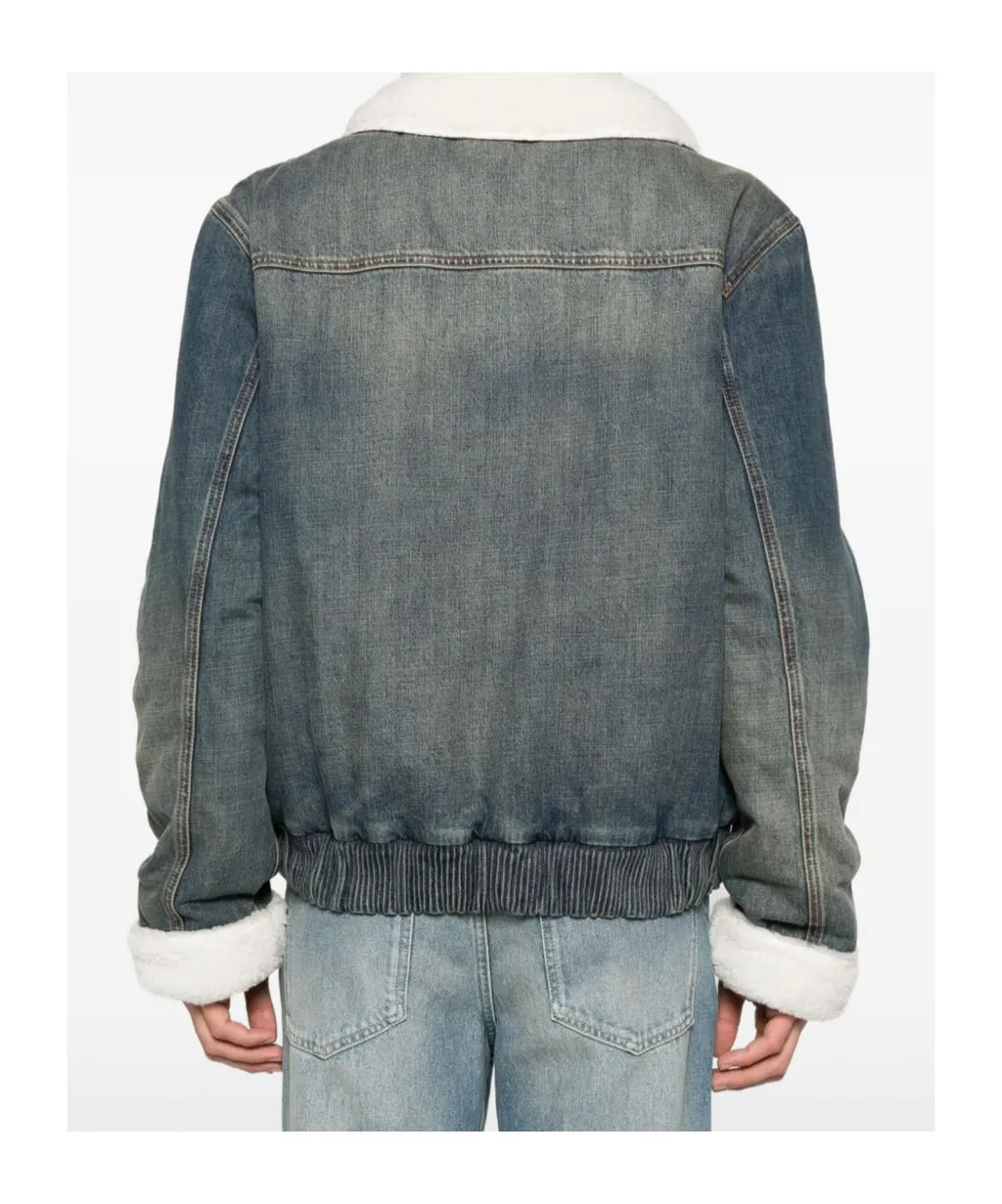 Shearling Zip Denim Jacket