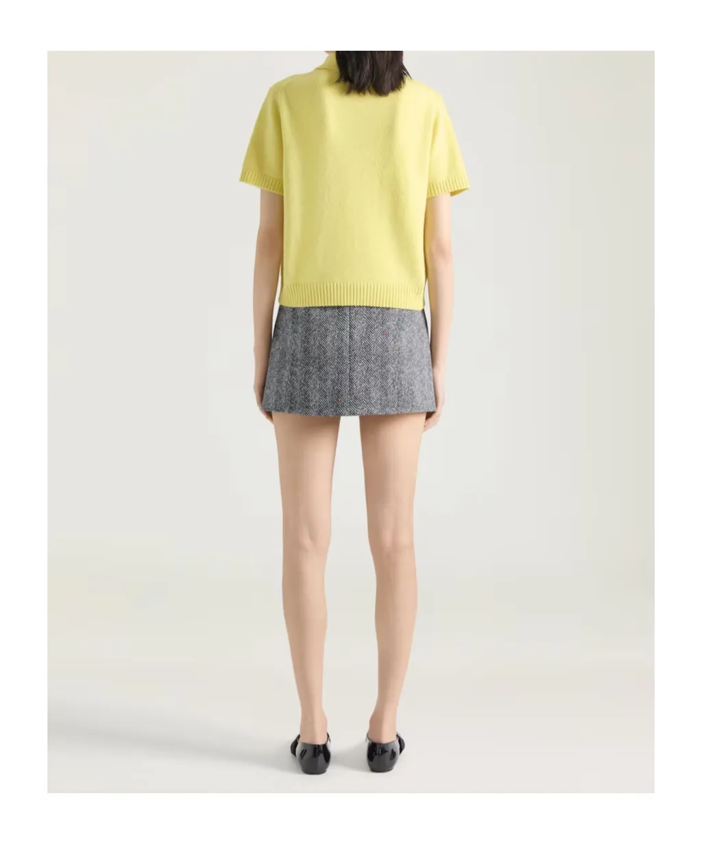 Sliced Mini Skirt In Cotton Herringbone