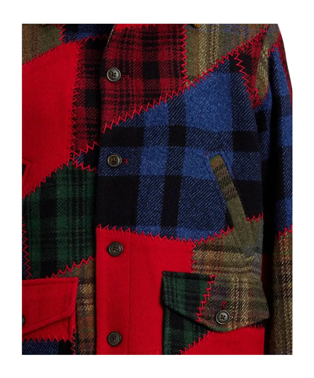 Patchwork Corduroy-Collar Jacket