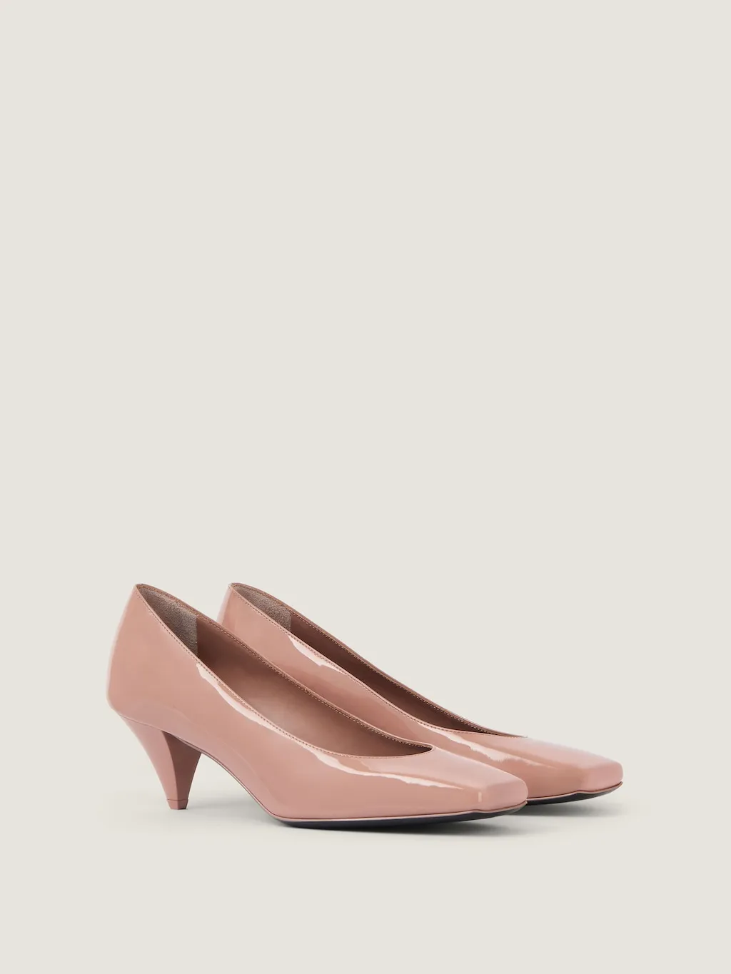 Sliced Square Pumps In Patent Leather
