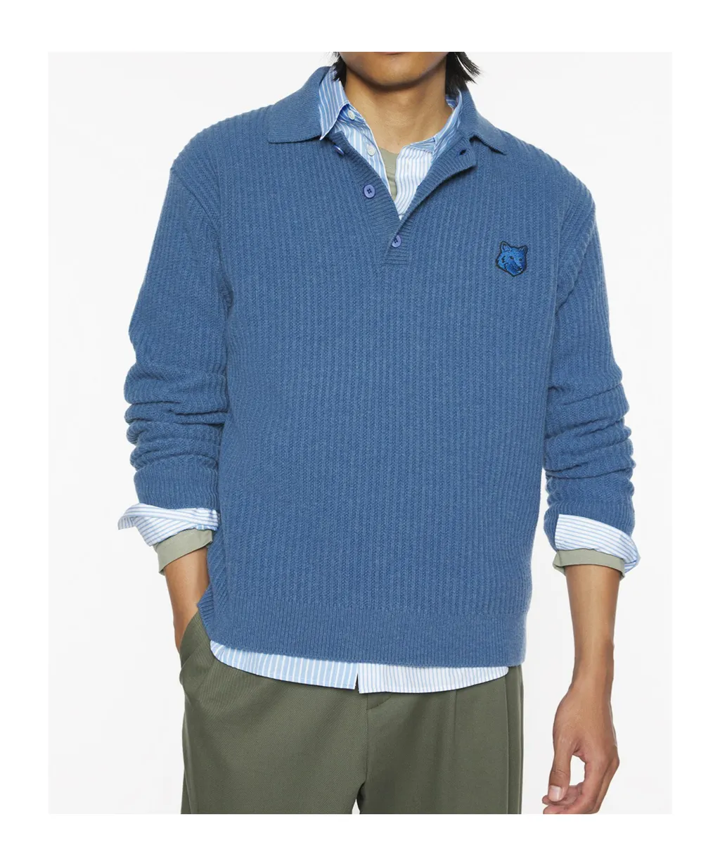 Fox Head Ribbed Polo Jumper