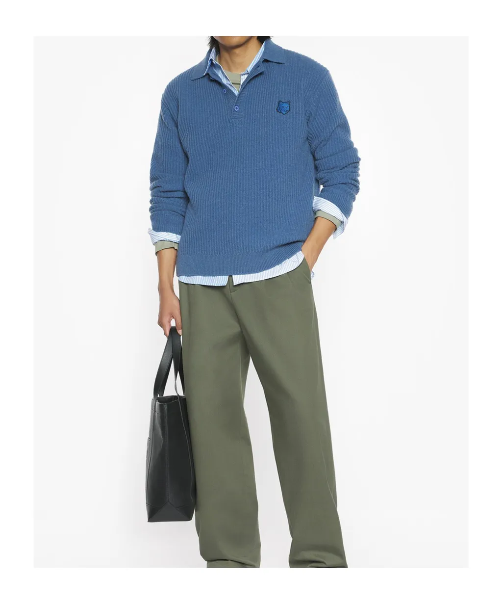 Fox Head Ribbed Polo Jumper