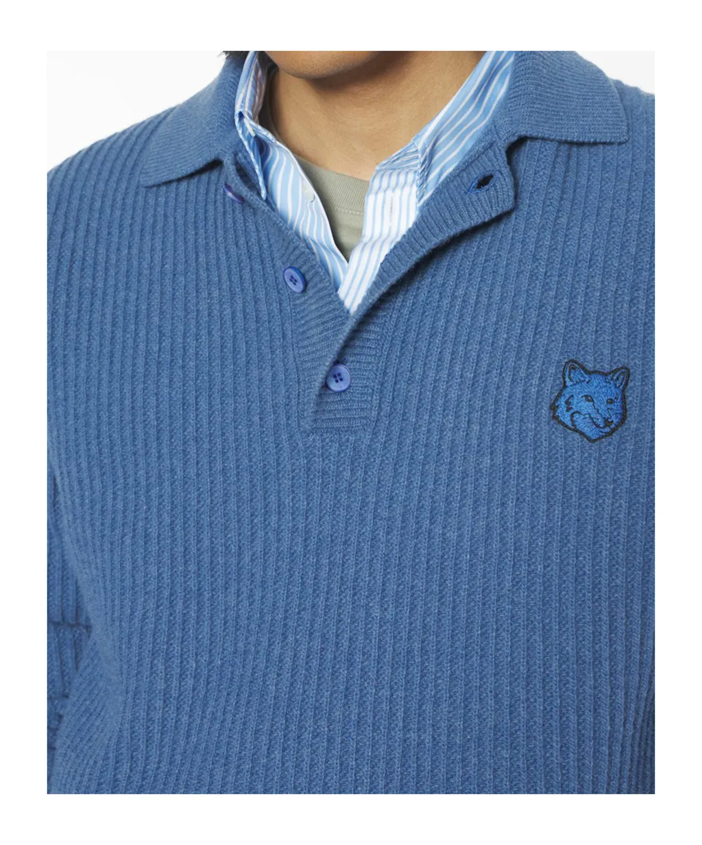 Fox Head Ribbed Polo Jumper