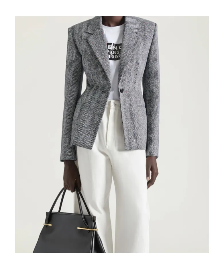 Single-Breasted Jacket In Cotton Herringbone