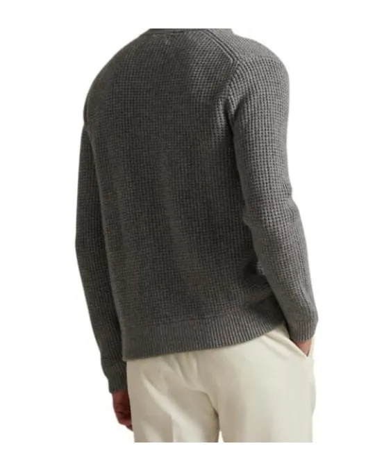 Waffle-Knit Wool-Cotton Cardigan