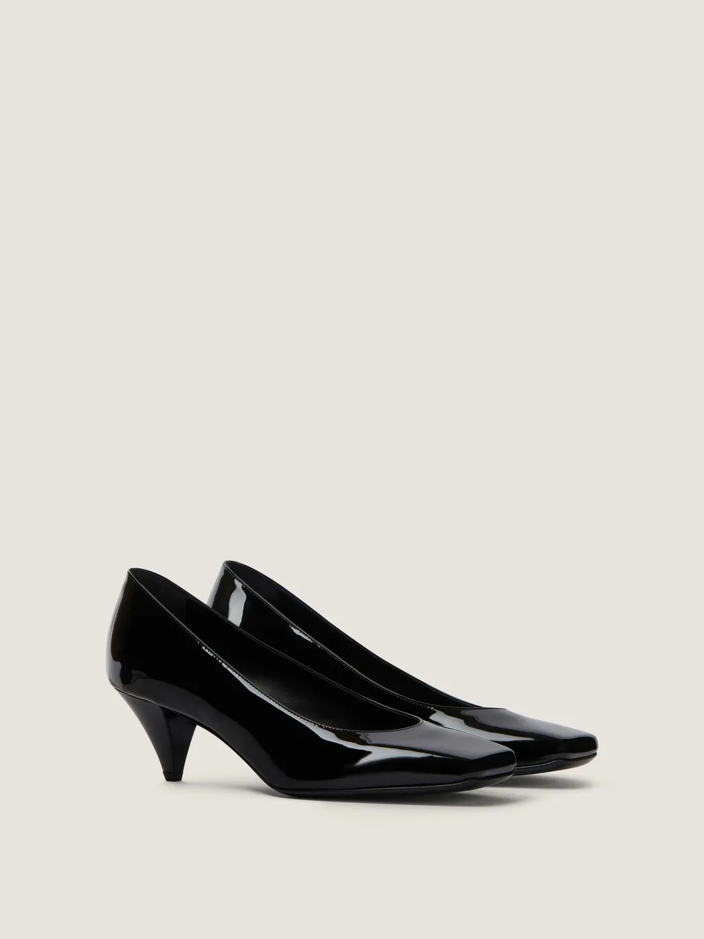 Sliced Square Pumps In Patent Leather