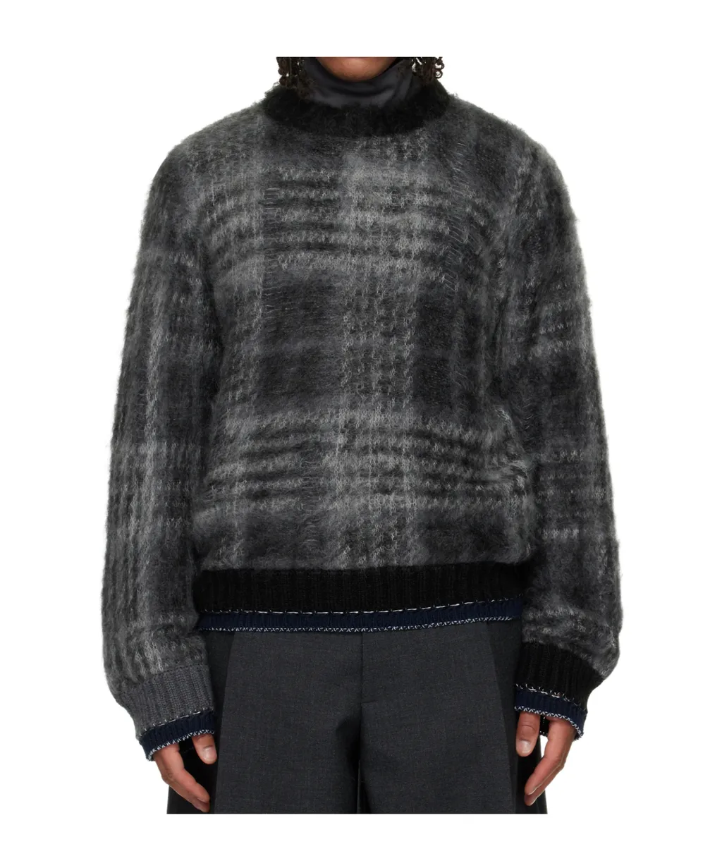 Plaid Mohair Knit Sweater