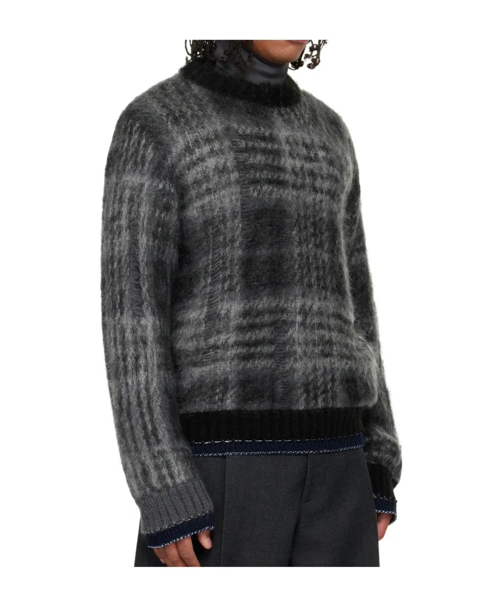 Plaid Mohair Knit Sweater