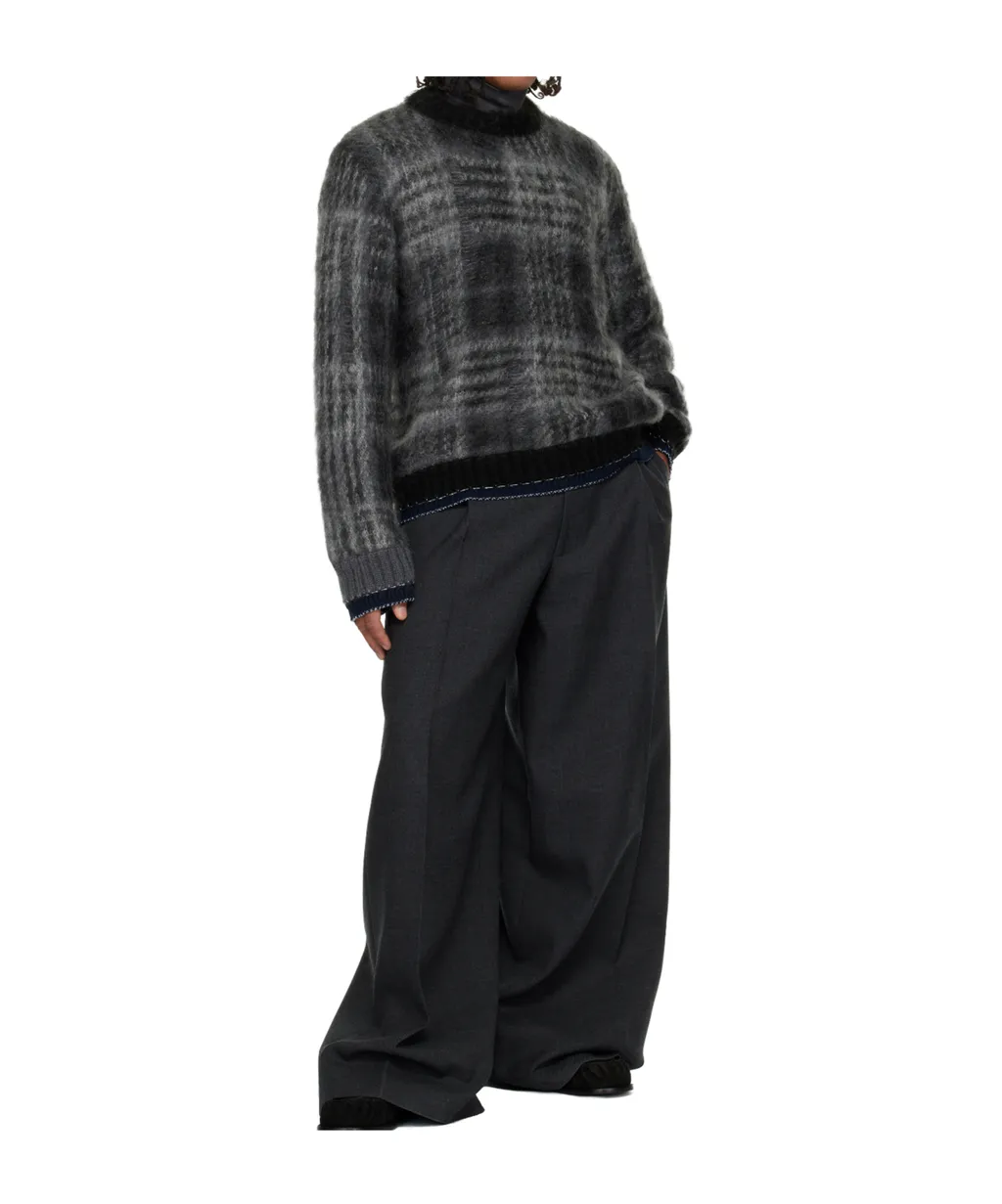 Plaid Mohair Knit Sweater