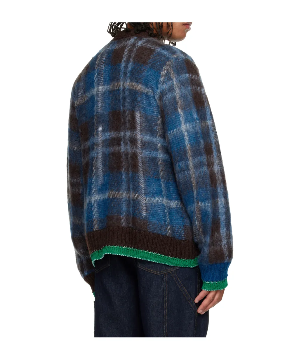 Check Mohair Knit Cardigan