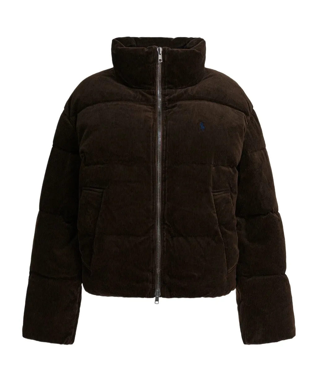 Logo Embroidered Padded Corduroy Jacket