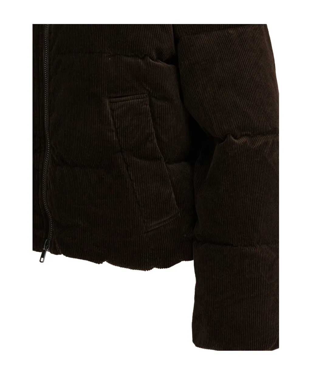 Logo Embroidered Padded Corduroy Jacket